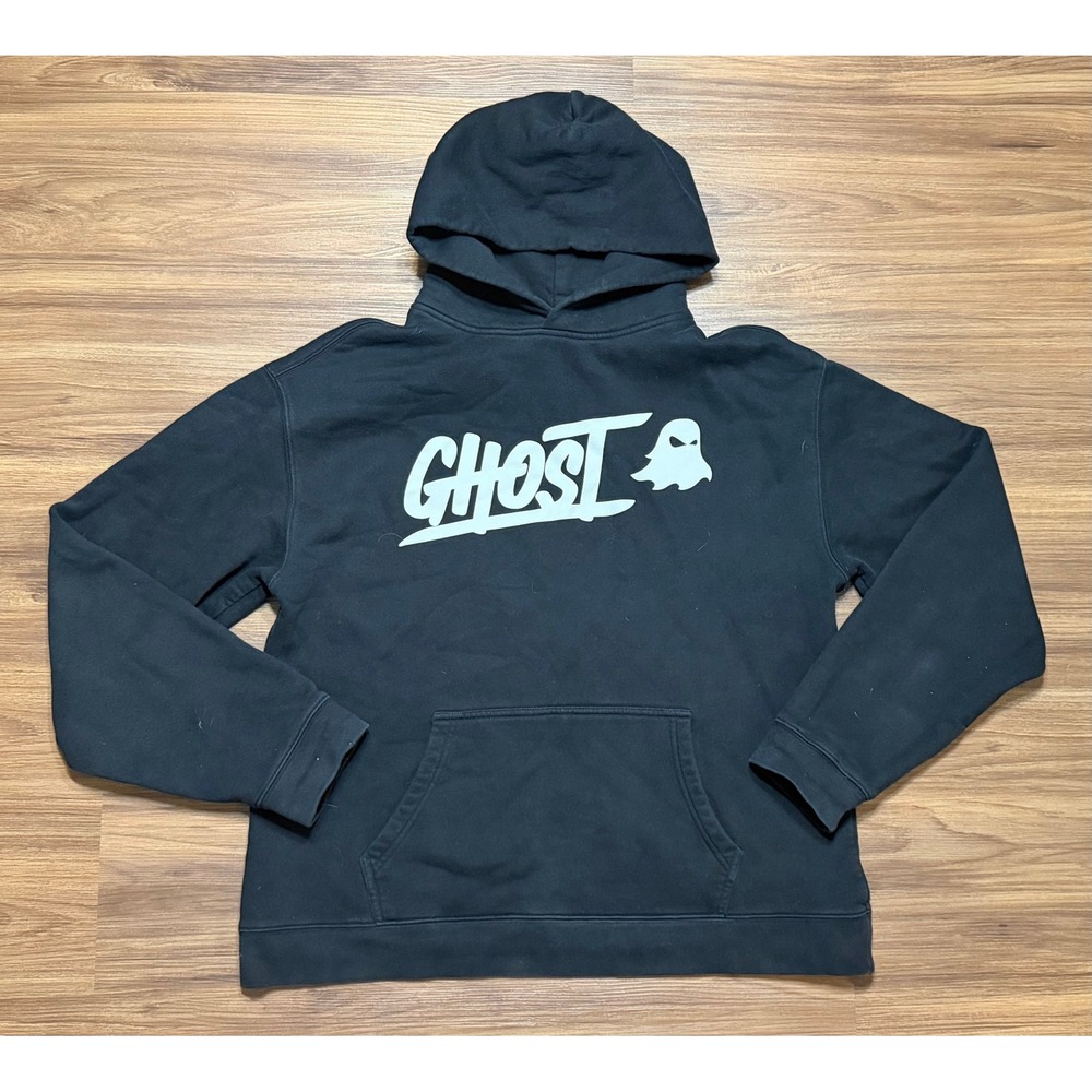 Ghost Lifestyle Hoodie Mens Black Graphic Logo Pullover Sweatshirt Sz L
